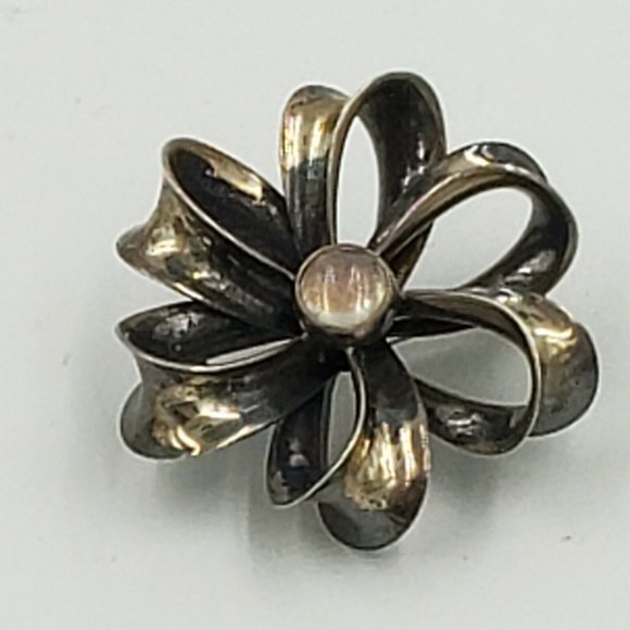 Danish Sterling Silver Opal Bow Brooch - Picture 12 of 12